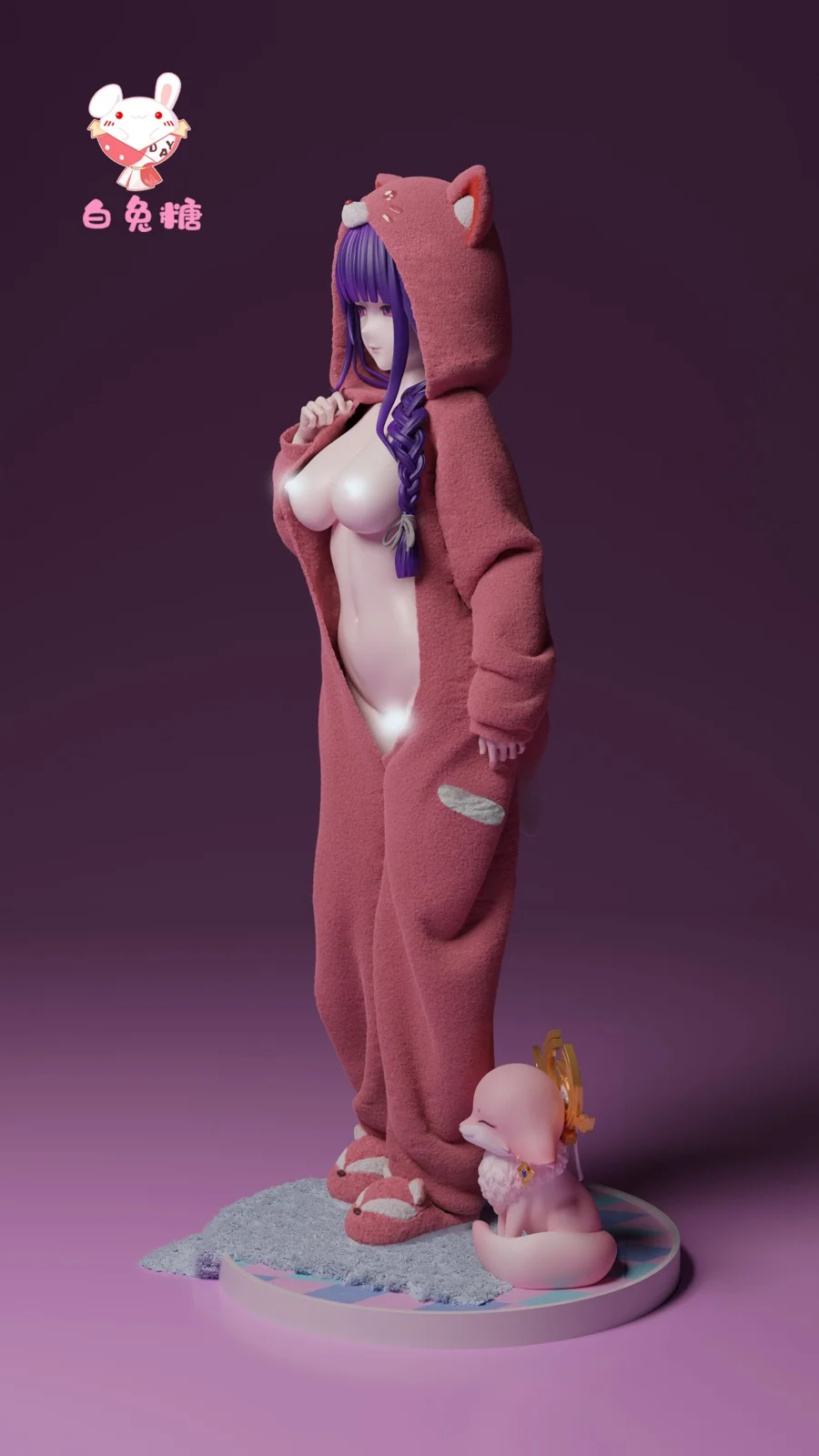 In stock -Genshin Impact-Pajamas Ver Raiden Shogun & Fox Form Yae Miko 1/6Statue (GK) (Adult 18+)-BaiTuTang Studios -KWII-GK