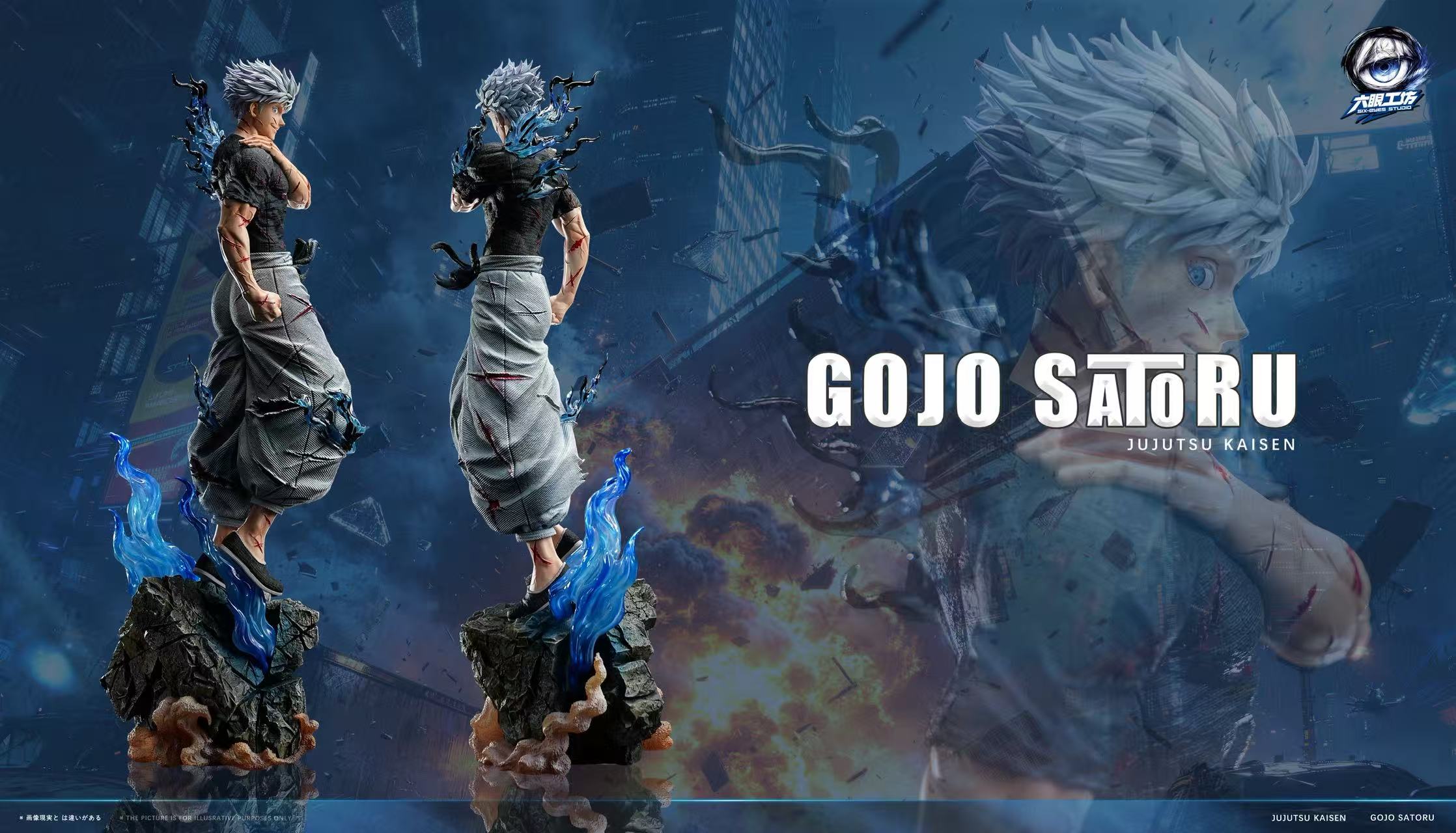 Six Eyes Studio Battle Damaged Satoru Gojo Jujutsu Kaisen Statue