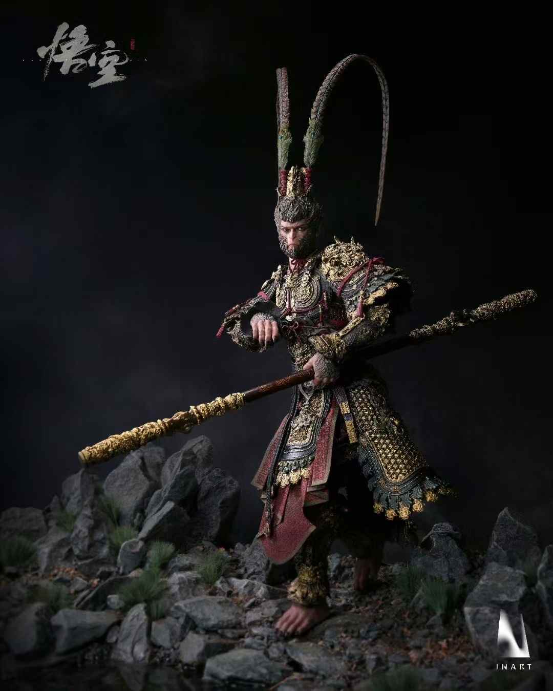 Pre-sale  INART-Black Myth Wukong-Destiny Man·Great Sage Golden Armor Set 1/6 Collectible Action Figure Work scale 1/6 (including Phoenix Wing Purple Gold Crown and base H40cm, W17cm, D20cm) (GK)-KWII-GK