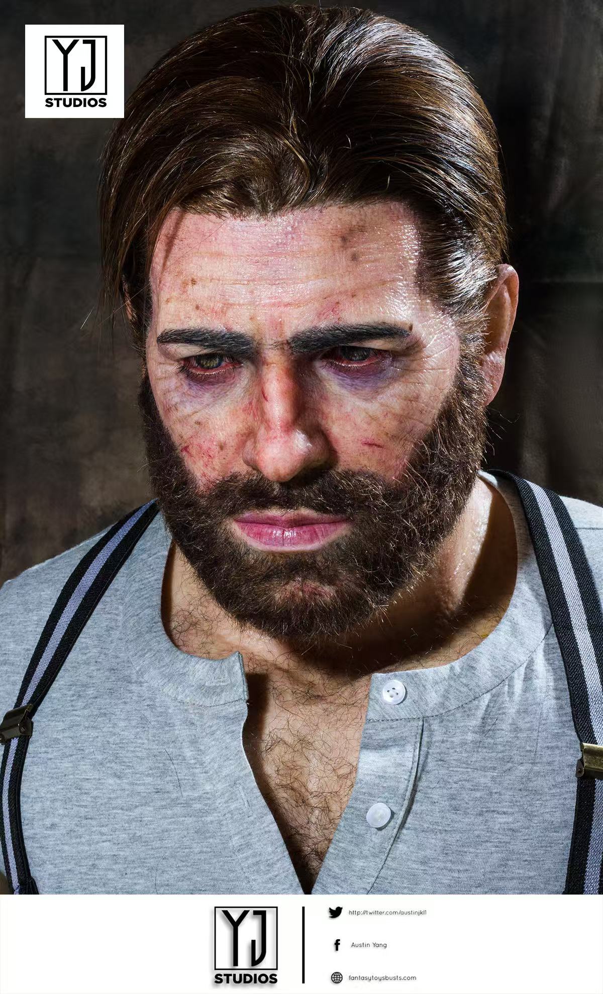YJ Studio Sick Version Arthur Morgan 1/1 Bust Red Dead Redemption