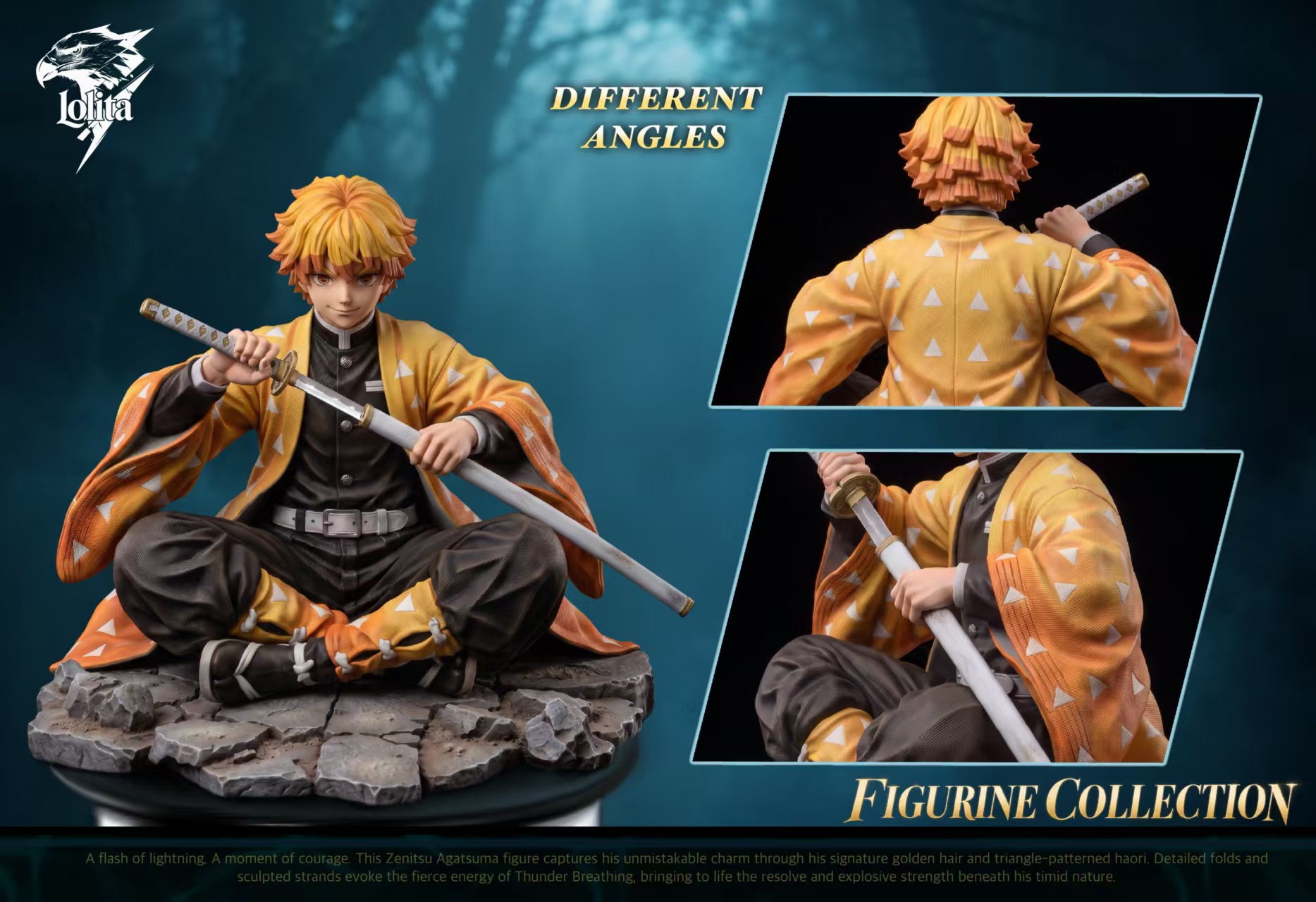 Lolita Studio Zenitsu Agatsuma Sitting Pose Demon Slayer statue