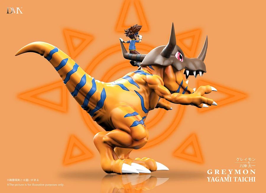 Digimon Generation 1 Riding Posture Series #4 Greymon & Yagami Taichi Statue(GK)-DMX Studio