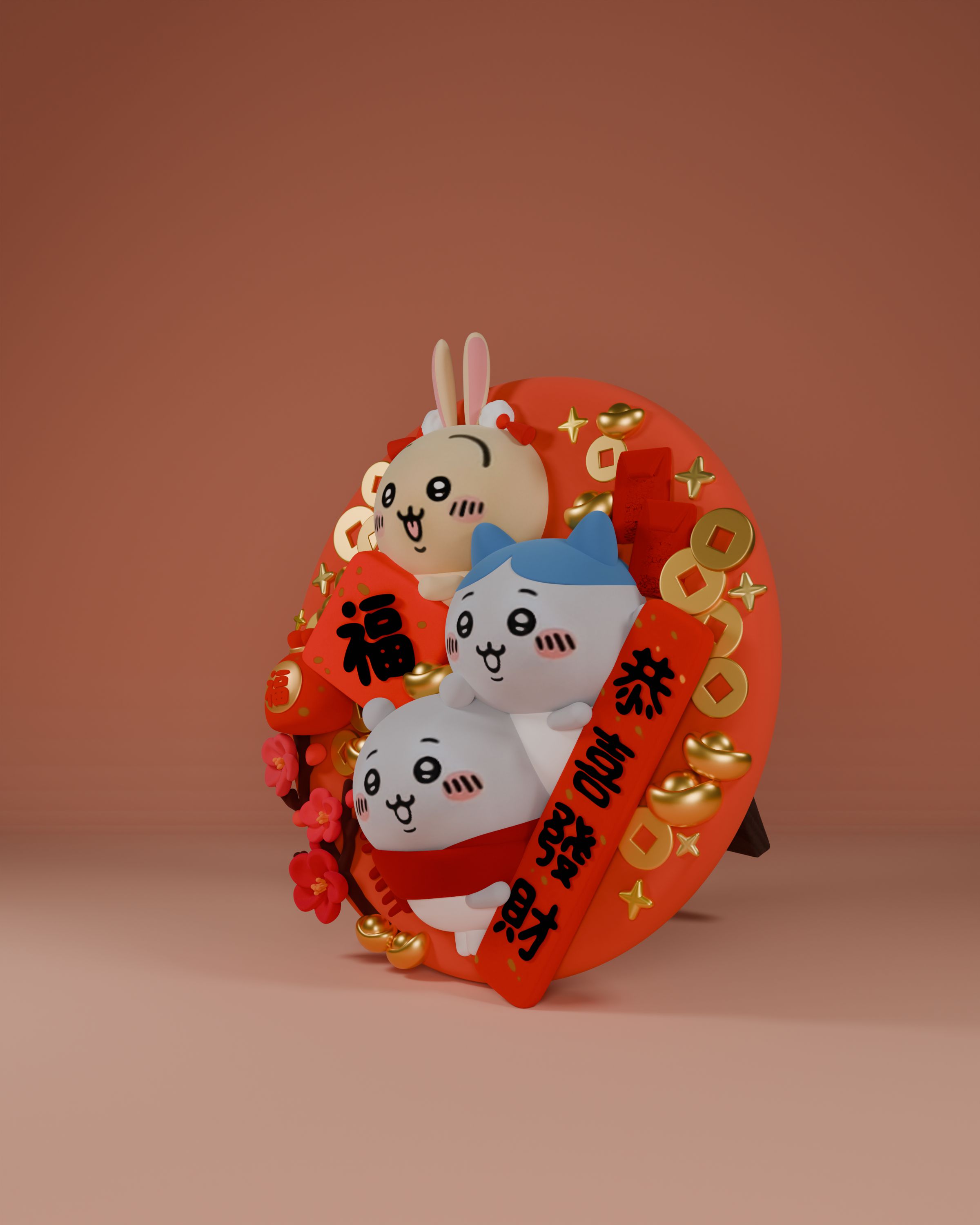 [Pre-sale] Work: Chiikawa celebrates the New Year Size: Height 10cm Width 10cm Depth 4cm (GK)