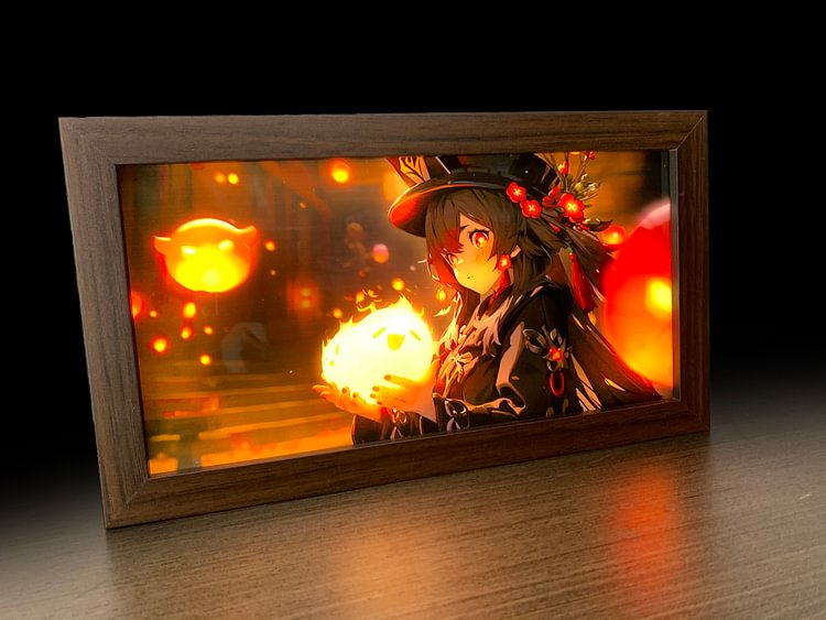 IN-STOCK Mystical Art Studio -  Genshin Impact - 3D Decorative Paint of Light Guide Transformation Hu Tao with LED - Decorative Painting Scene-KWII-GK