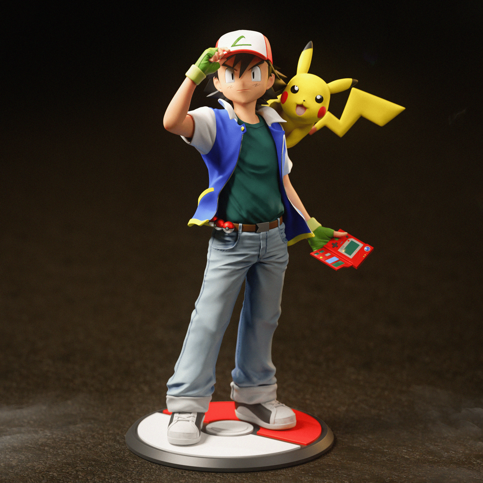 Pokemon Ash Diorama & Red Diorama Statue (GK)-Black Swan Collectibles