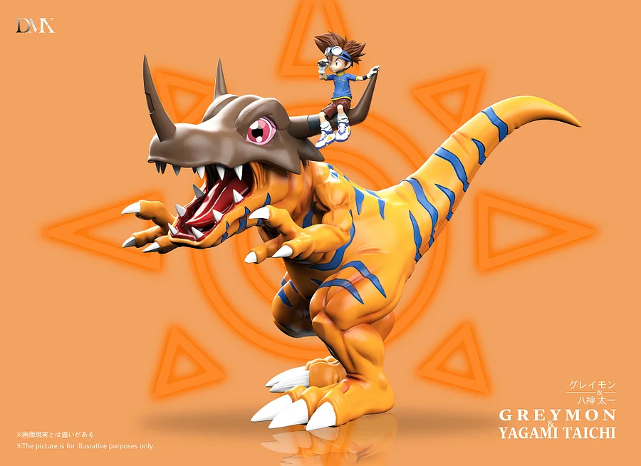 Digimon Generation 1 Riding Posture Series #4 Greymon & Yagami Taichi Statue(GK)-DMX Studio