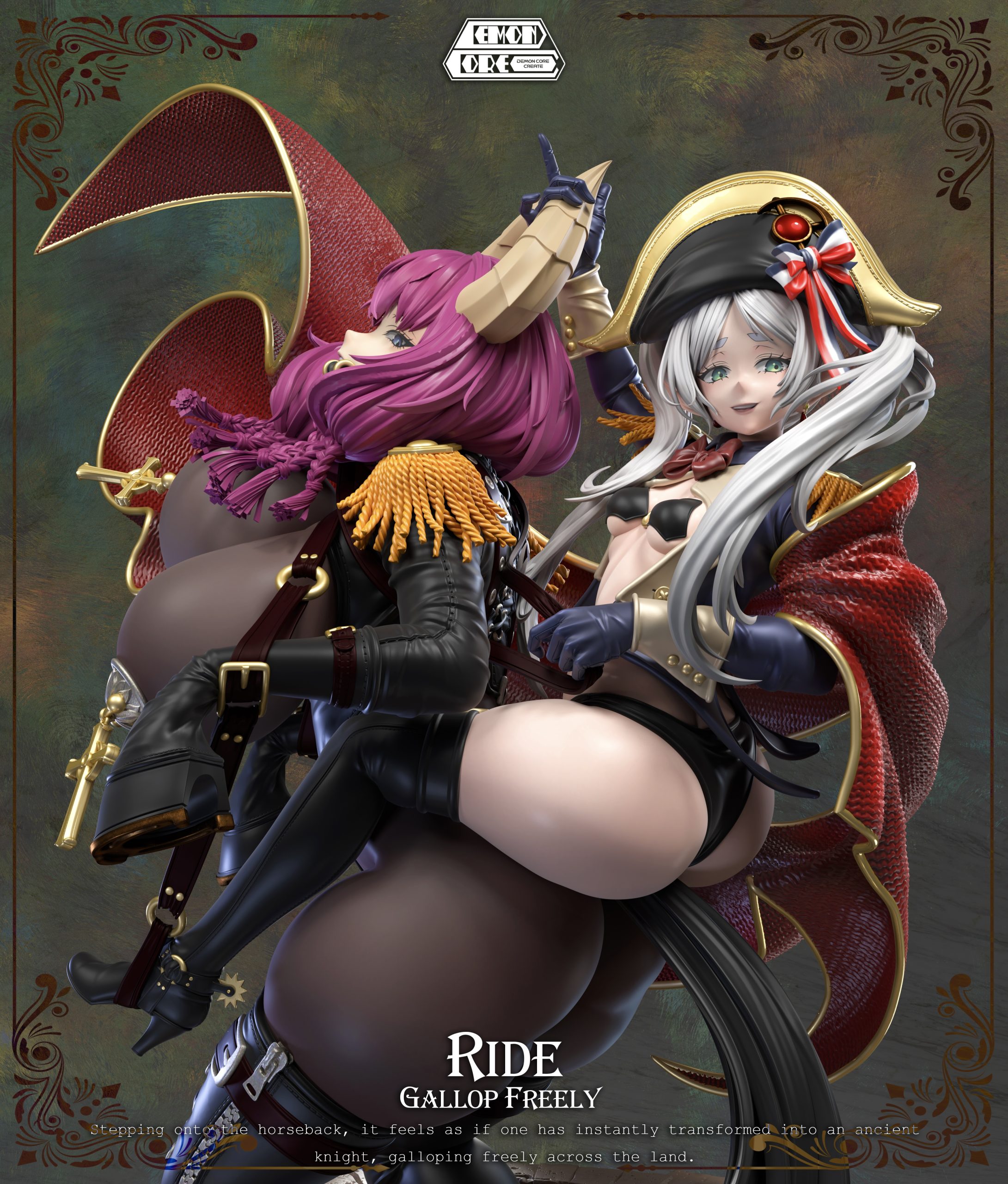 Frieren: Beyond Journey's End Frieren & Aura cosplaying Napoleon Crossing the Alps Statue (GK)-Demon Core Studio Pre-sale-KWII-GK