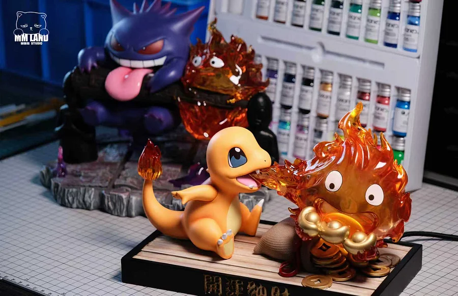 MMLAND Studio - Charmander and Calcifer Linkage Pokemon X Howl's Moving Castle  Statue