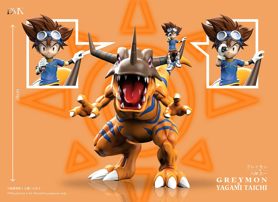 Digimon Generation 1 Riding Posture Series #4 Greymon & Yagami Taichi Statue(GK)-DMX Studio