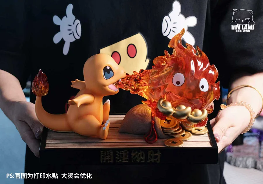MMLAND Studio - Charmander and Calcifer Linkage Pokemon X Howl's Moving Castle  Statue