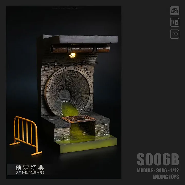 MojingToys - Module Series - S006 American Comic Sewer DIORAMA BASE (Taupe)1:12 Scene Statue