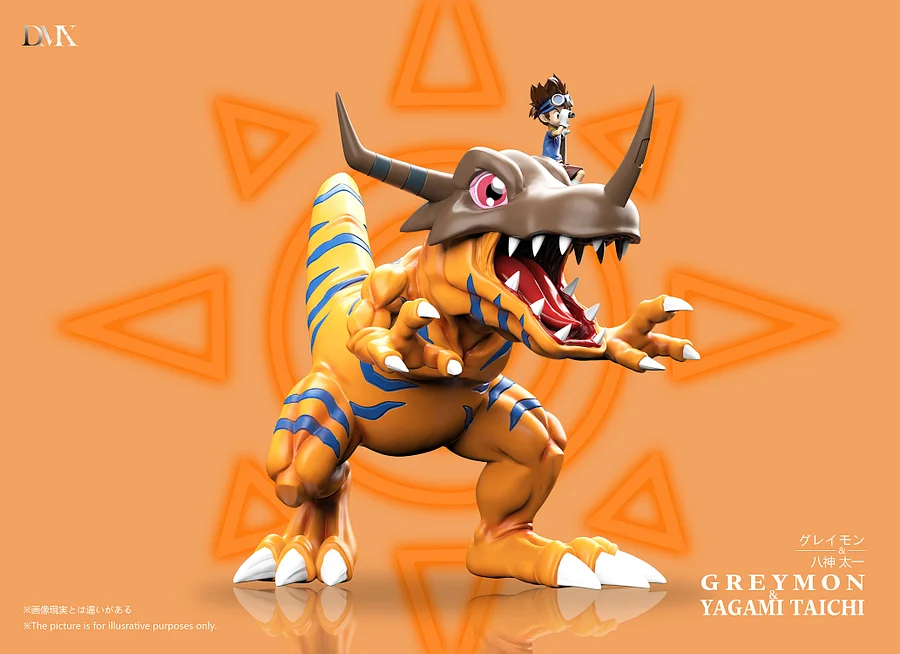 Digimon Generation 1 Riding Posture Series #4 Greymon & Yagami Taichi Statue(GK)-DMX Studio