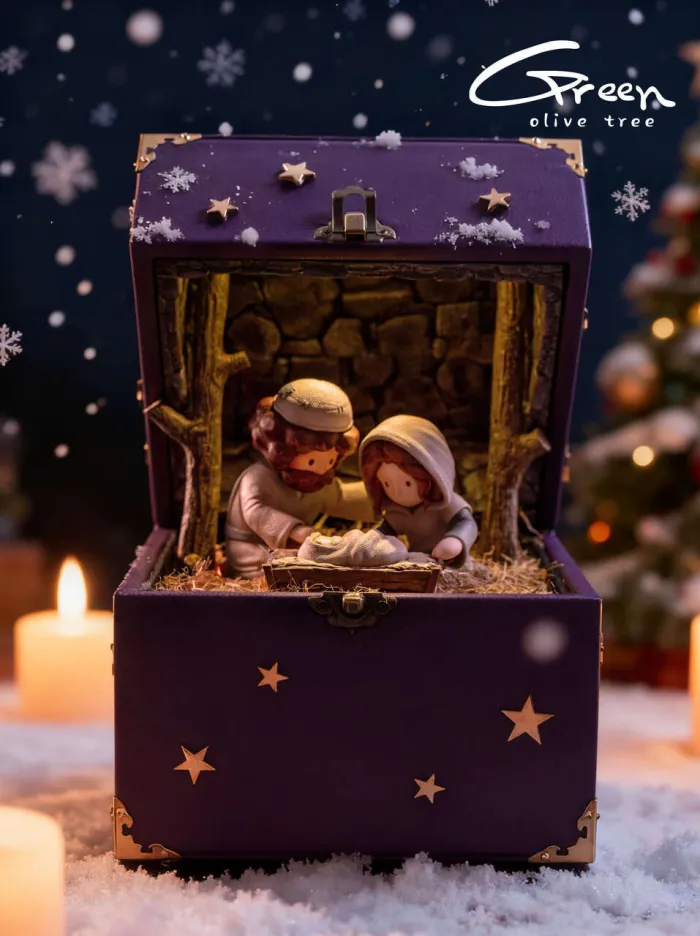 Green Olive Tree Studio - BOX Story Illustration Series-He Was Born in a Manger (Licensed)Statue