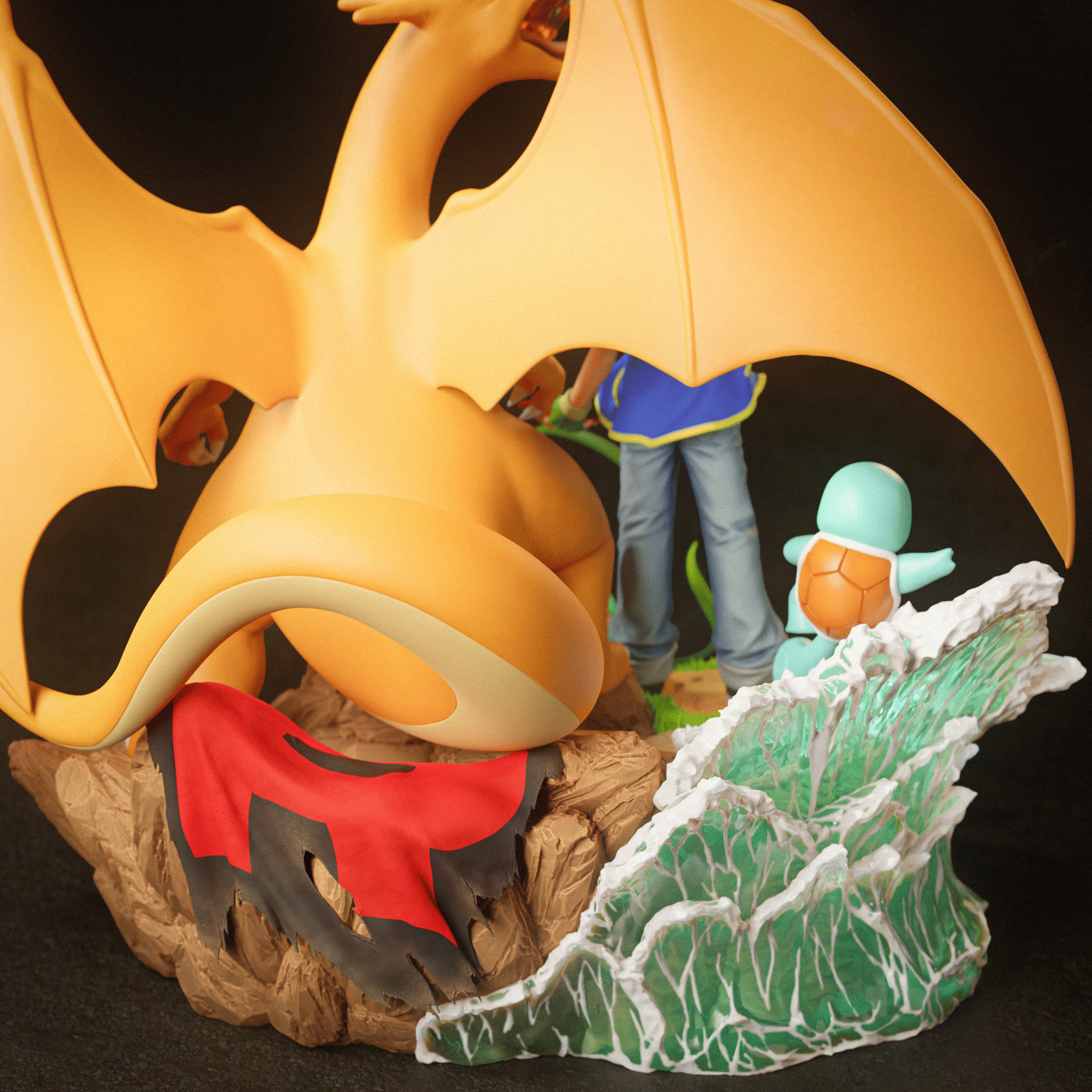 Pokemon Ash Diorama & Red Diorama Statue (GK)-Black Swan Collectibles