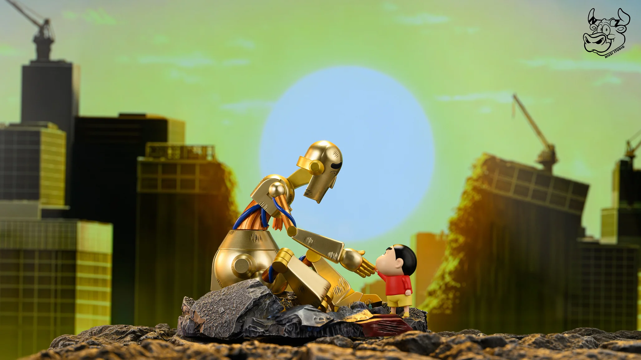 NIUZI Studio - Crayon Shin-chan Robo Dad and Shin-chan Statue(GK)