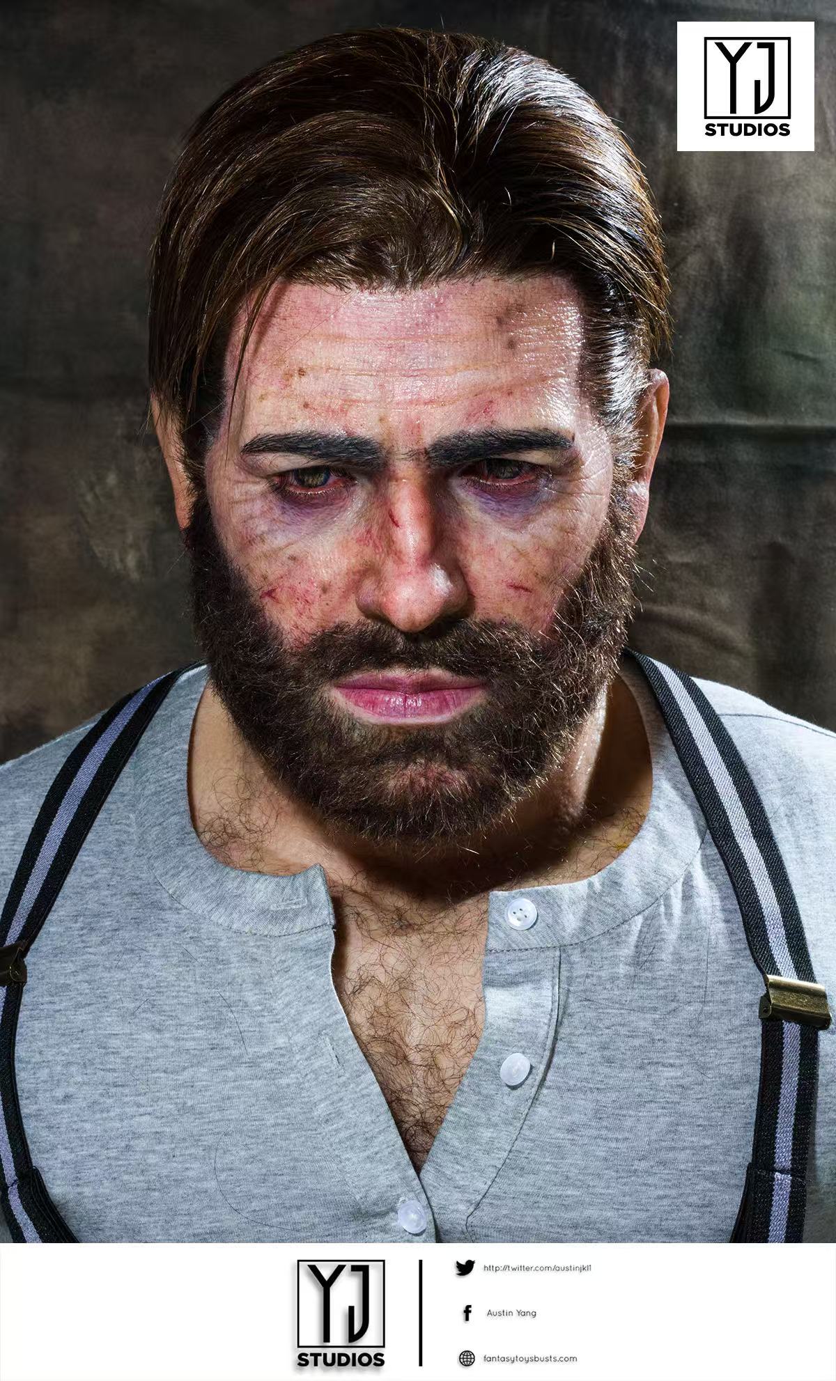 YJ Studio Sick Version Arthur Morgan 1/1 Bust Red Dead Redemption