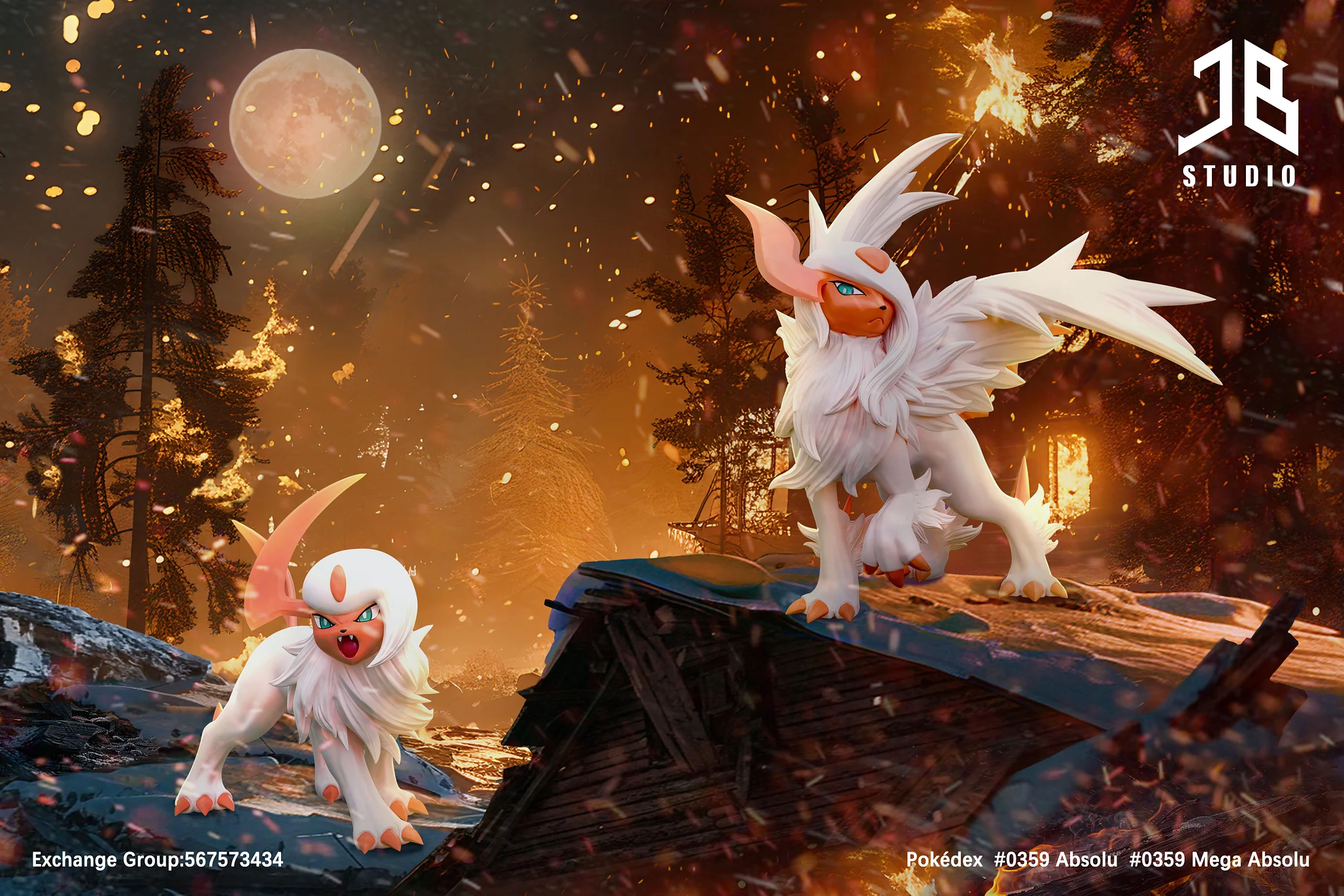 Pokemon Pokedex Series Evolution Group Absol 1/20 Statue(GK)-JB Studio