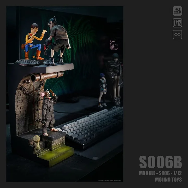 MojingToys - Module Series - S006 American Comic Sewer DIORAMA BASE (Taupe)1:12 Scene Statue