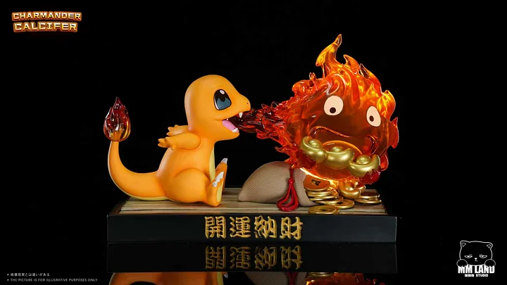 MMLAND Studio - Charmander and Calcifer Linkage Pokemon X Howl's Moving Castle  Statue