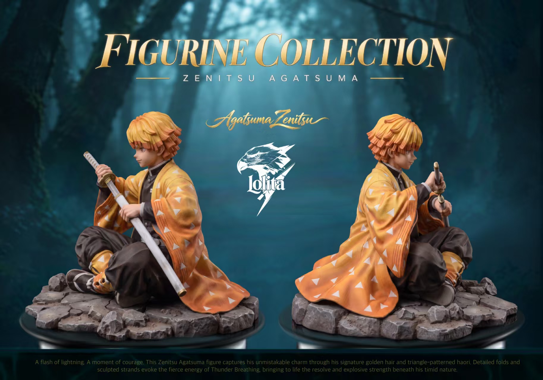 Lolita Studio Zenitsu Agatsuma Sitting Pose Demon Slayer statue