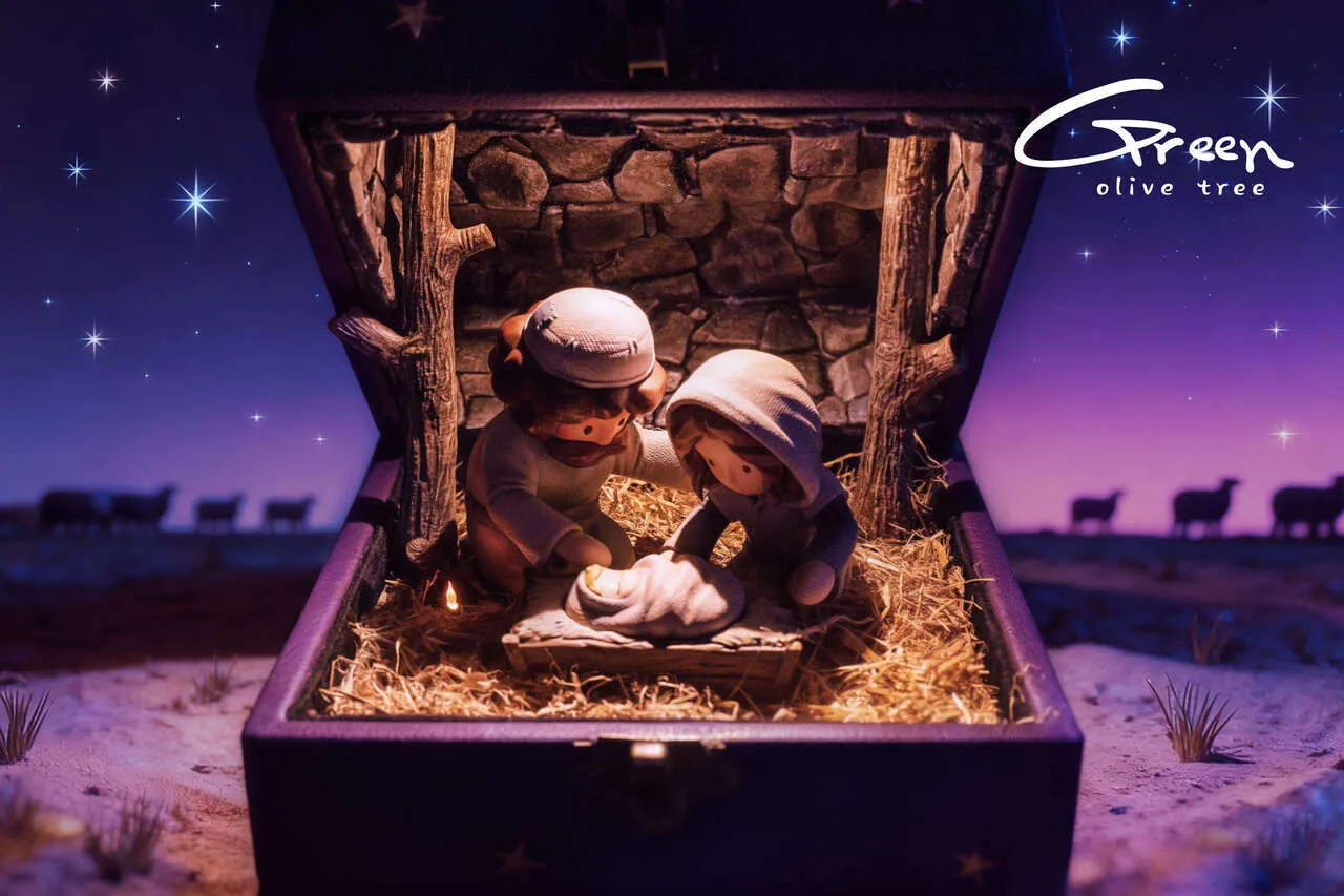 Green Olive Tree Studio - BOX Story Illustration Series-He Was Born in a Manger (Licensed)Statue