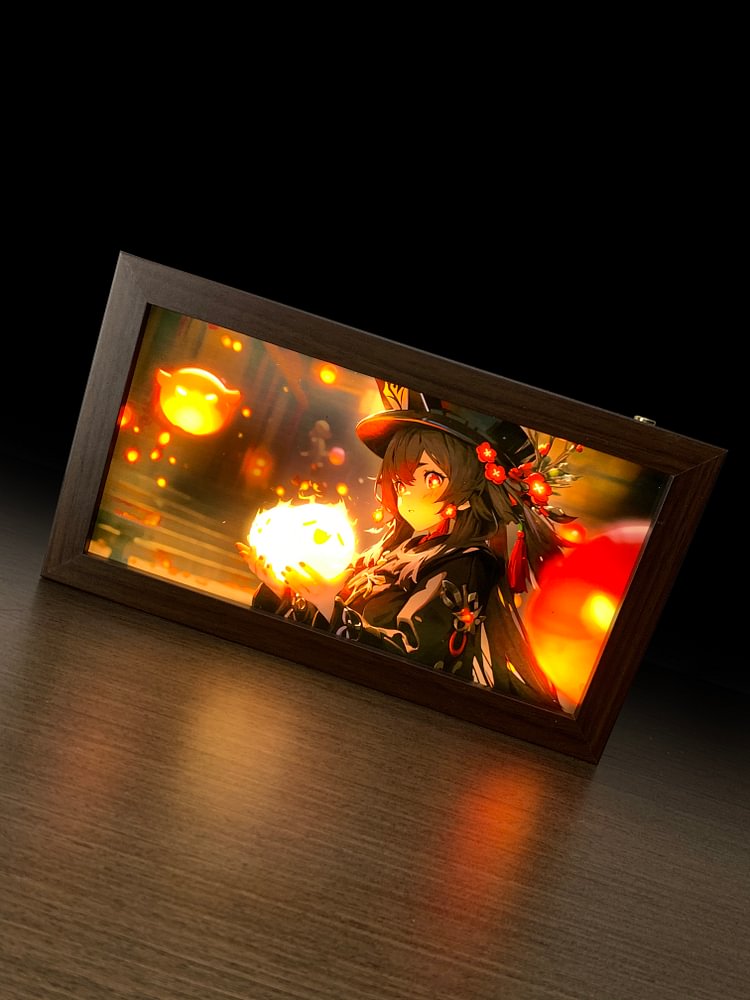 IN-STOCK Mystical Art Studio -  Genshin Impact - 3D Decorative Paint of Light Guide Transformation Hu Tao with LED - Decorative Painting Scene-KWII-GK