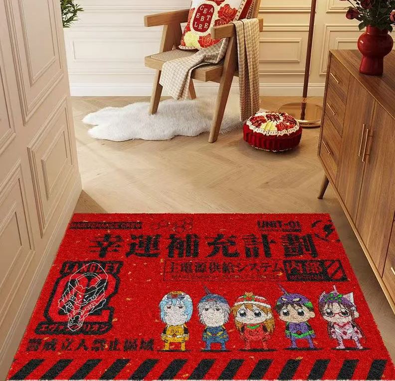 EVA Circle Silk Entrance Mat EVA Neon Genesis Evangelion Circle Silk Entrance Mat Asuka Ayanami Rei New Year's Gate Carpet-KWII-GK