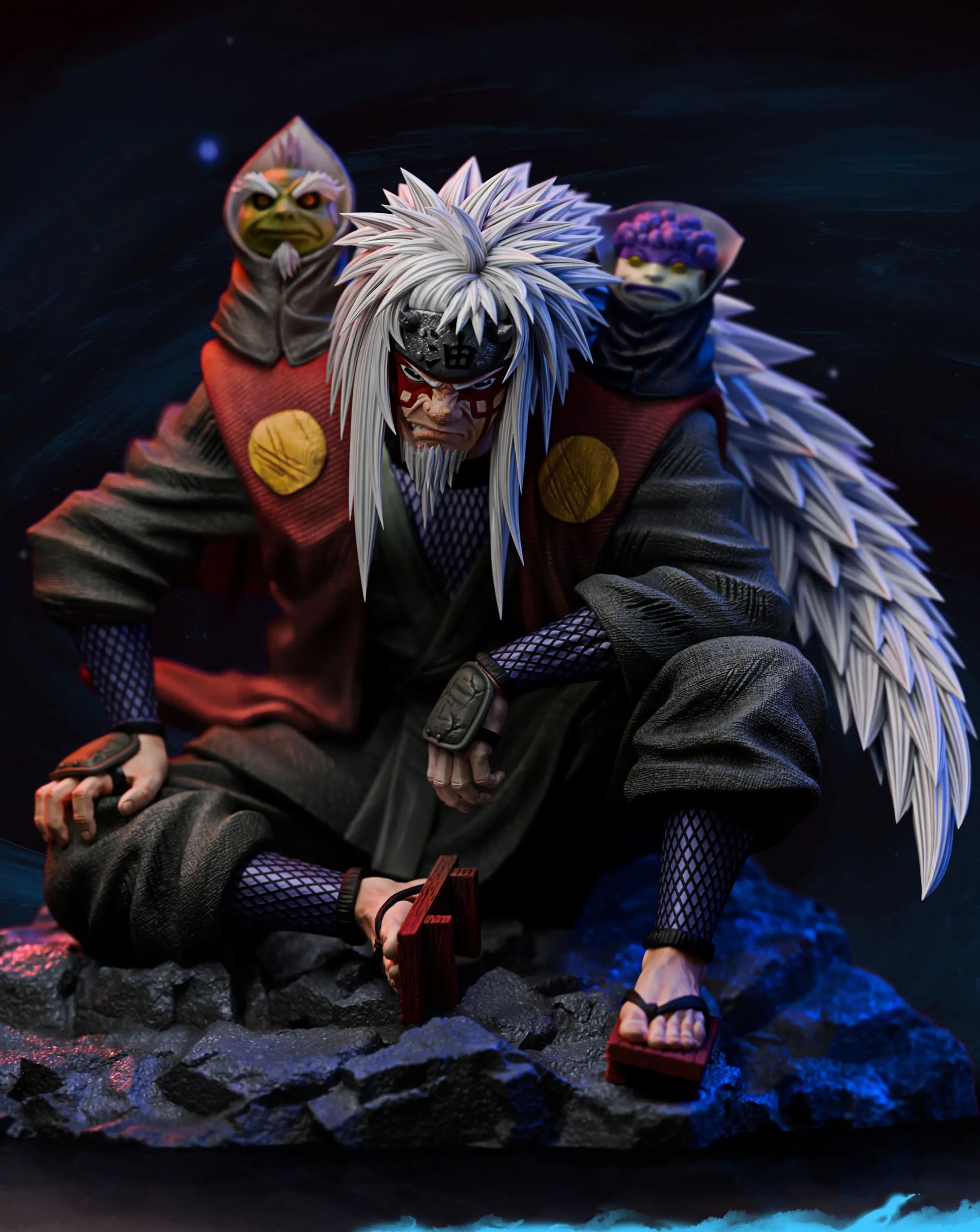 Pre-sale Naruto GK Hand-made Statue Series Myobokuyama Series First Round Work Jiraiya & Gamaken \ The Last Dance Scale 1/7 (GK)-KWII-GK