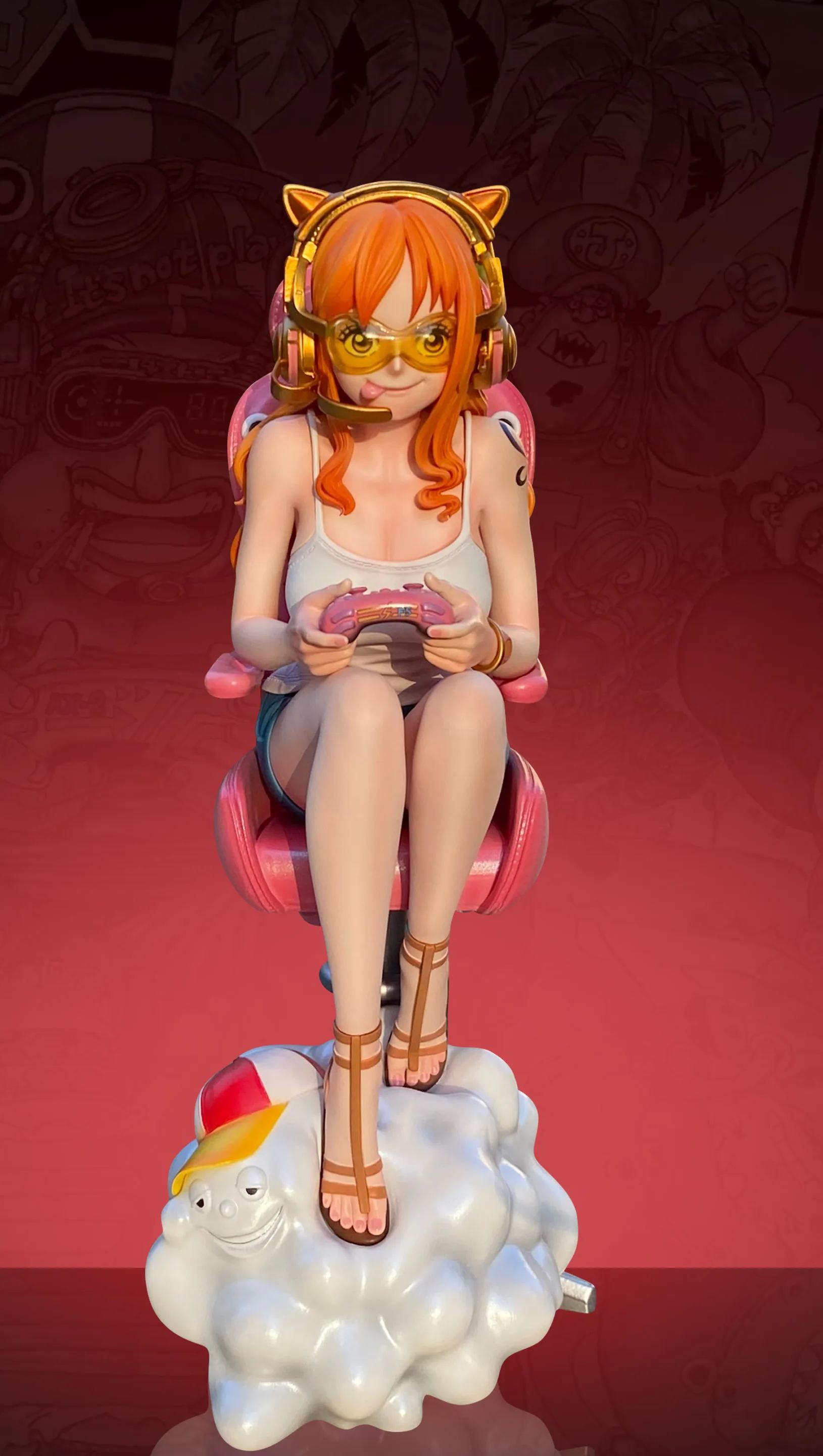 Pre-sale   Front Page E-sports Nami configuration Character + E-sports chair + Cloud Dimension parameters  H/26CM  W/12CM D/15CM The data has a slight error  (GK)-KWII-GK