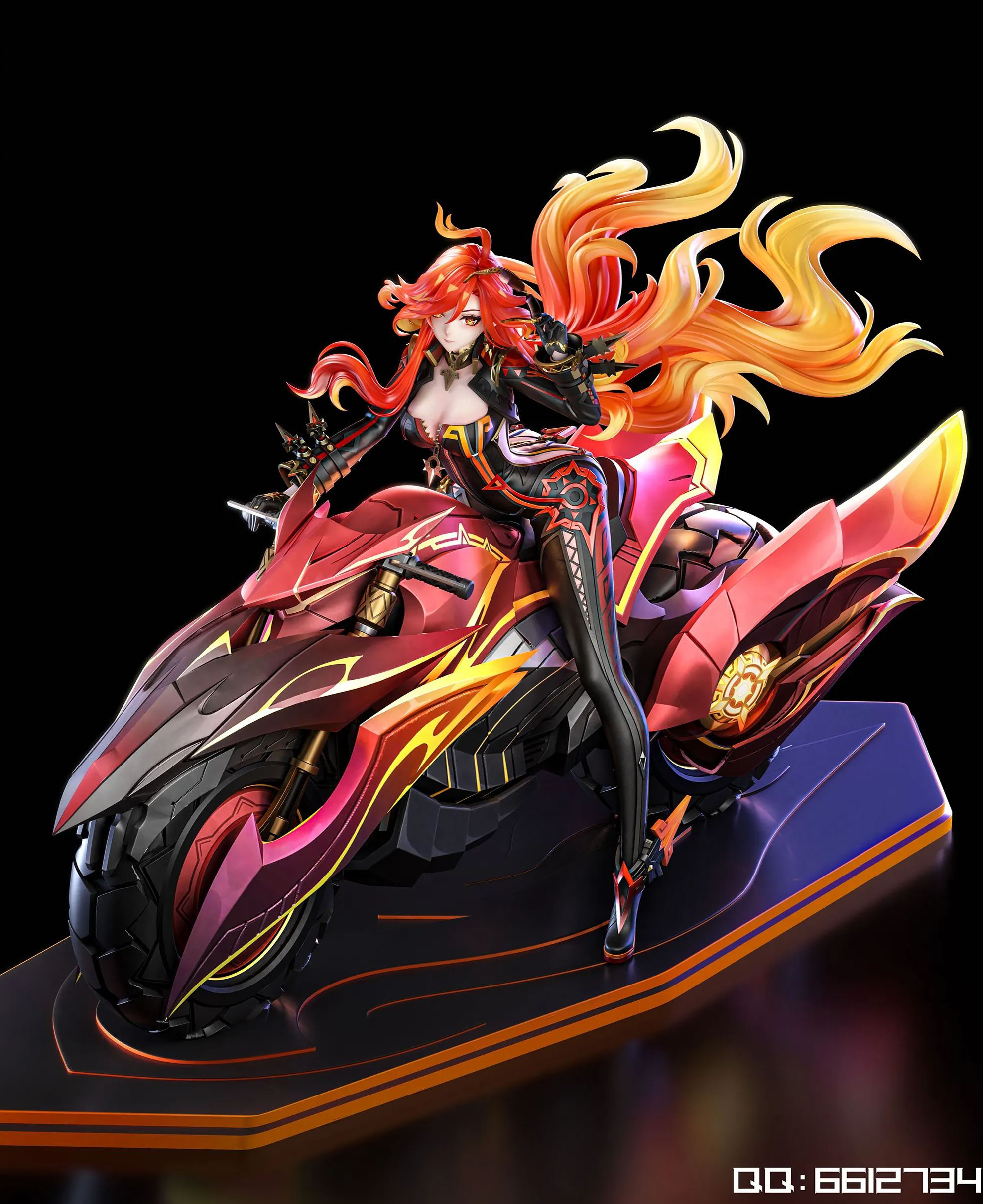 Genshin Impact Pyro God Motorcycle Mavuika Statue GK Figure (Licensed) -Lou Lan Studio Pre-sale