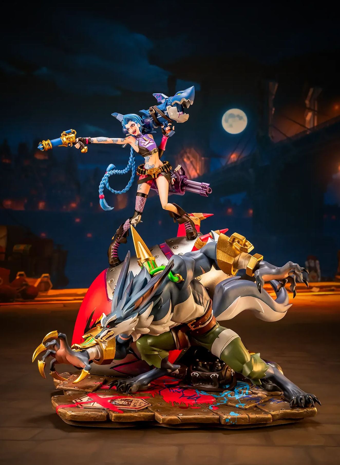 PureArts Studio - League of Legends 2XKO Jinx and Warwick VS Ahri and Ekko 1/ 10 Scale Statue (Licensed)