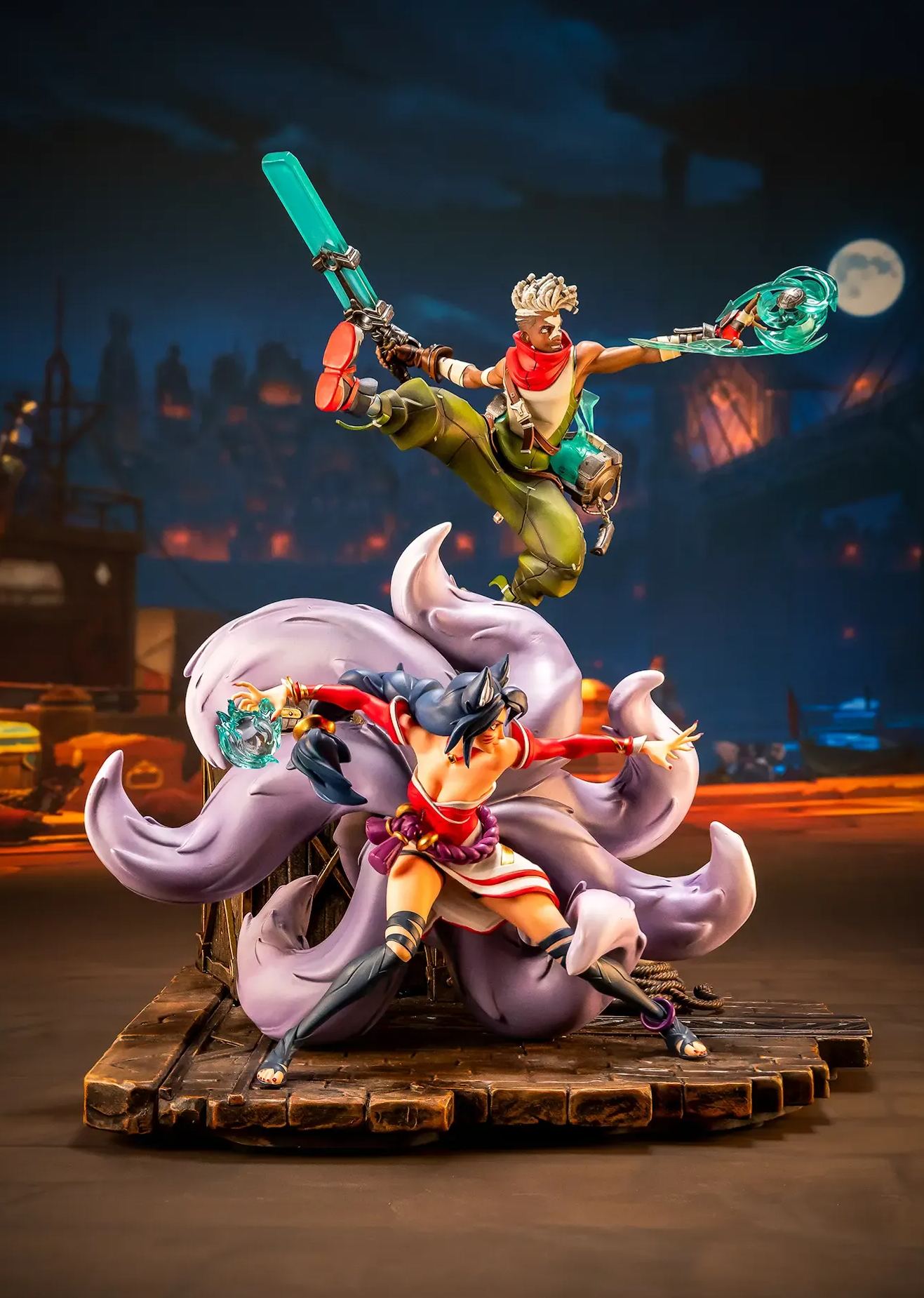 PureArts Studio - League of Legends 2XKO Jinx and Warwick VS Ahri and Ekko 1/ 10 Scale Statue (Licensed)