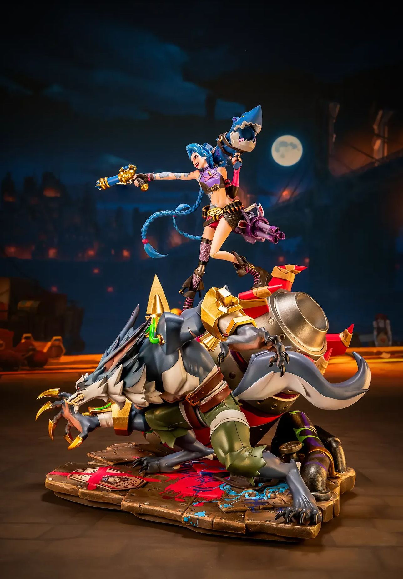 PureArts Studio - League of Legends 2XKO Jinx and Warwick VS Ahri and Ekko 1/ 10 Scale Statue (Licensed)