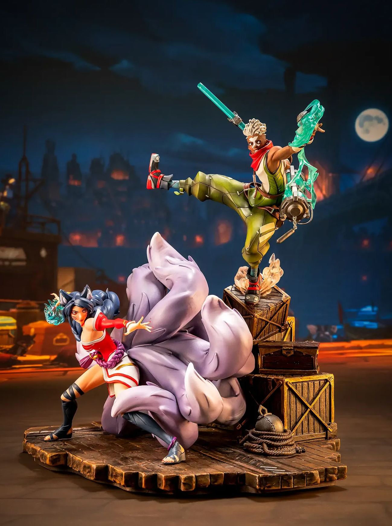 PureArts Studio - League of Legends 2XKO Jinx and Warwick VS Ahri and Ekko 1/ 10 Scale Statue (Licensed)