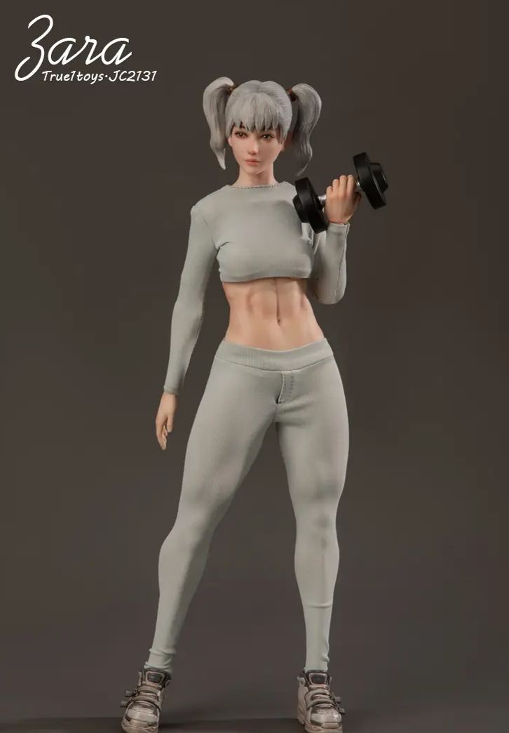 True1Toys - 1/6 Sport Girl ZARA - Gray Hair X Brown Hair Action Figure (Licensed)Statue 