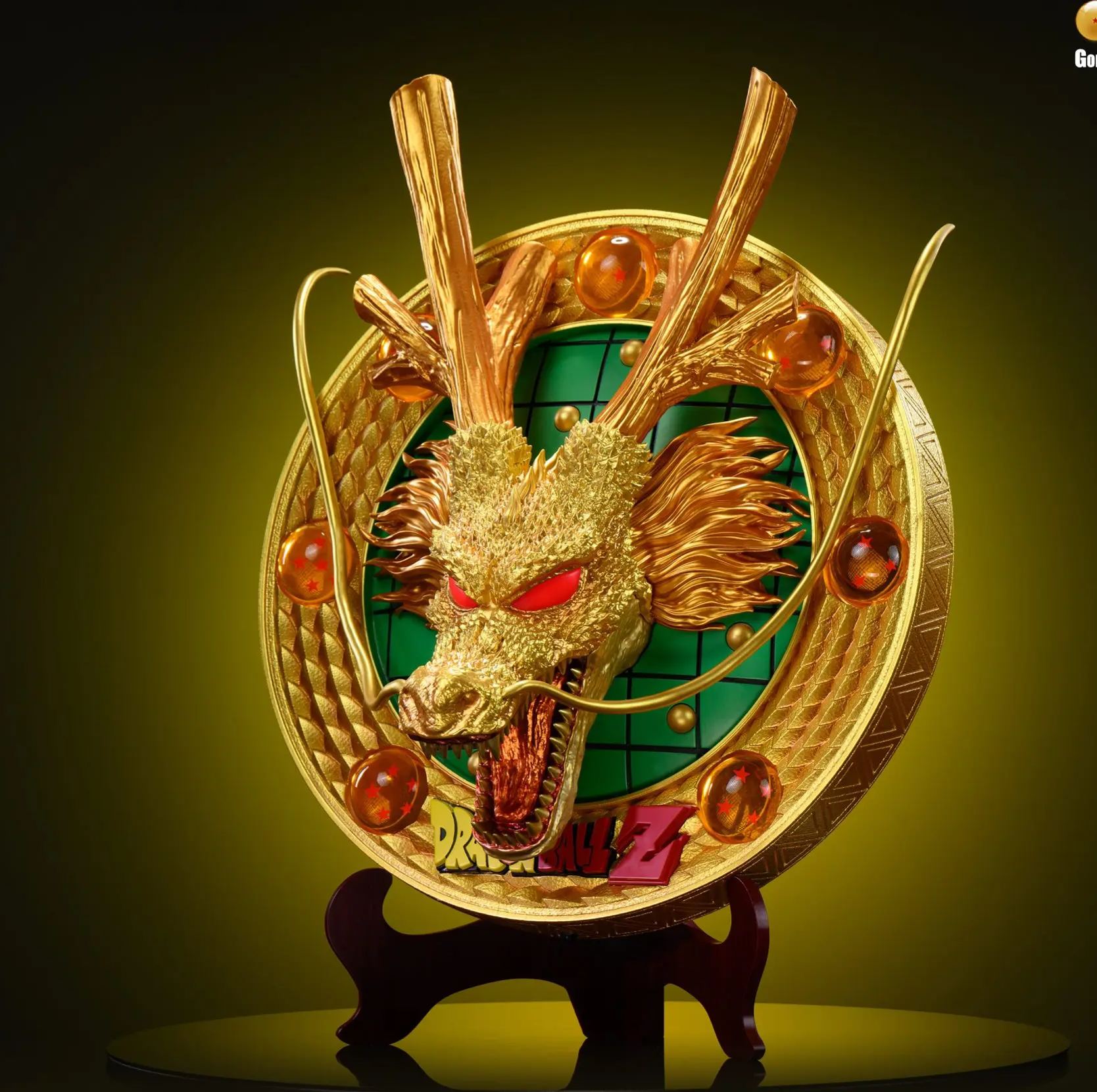 WH Studio - Golden Shenron 3D Wall-Mounted Table Display Dragon Ball Statue 
