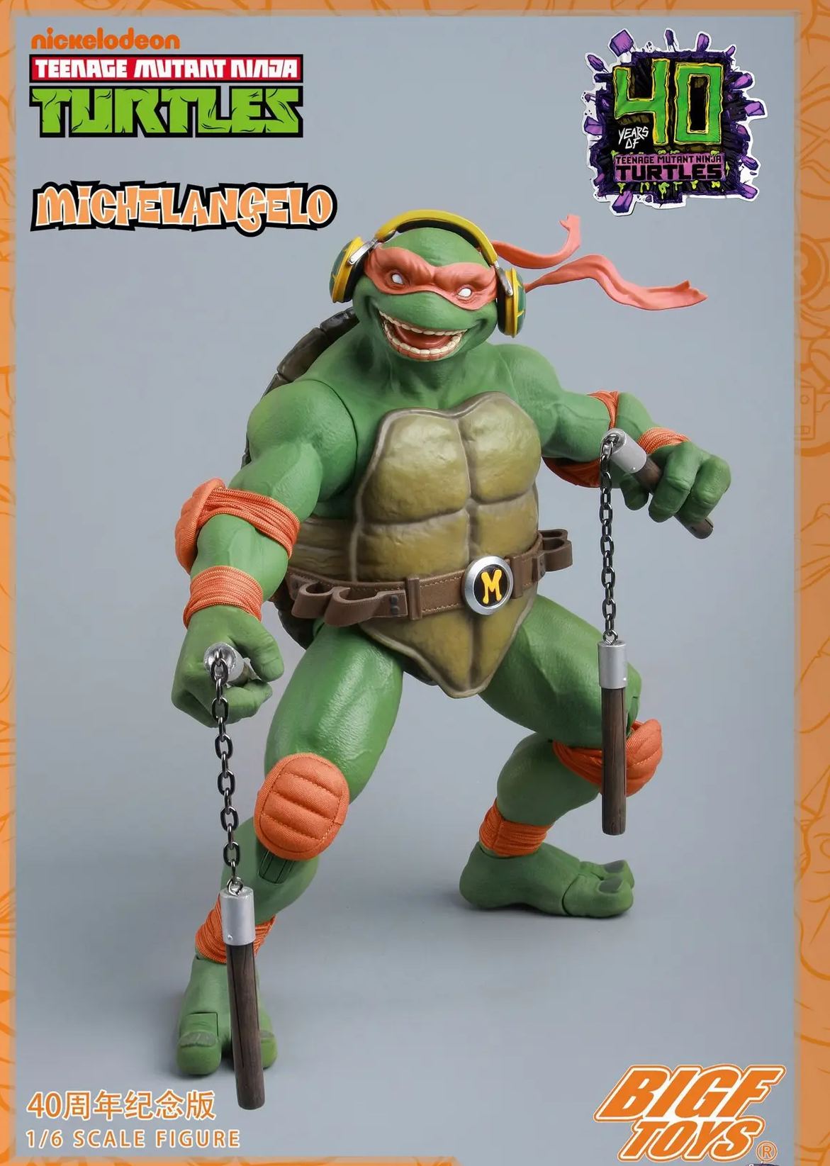 BIGFTOYS - TNMT Michelangelo 40th Anniversary Edition 1/6 Action Figure BIGF-004 (Licensed)Statue 