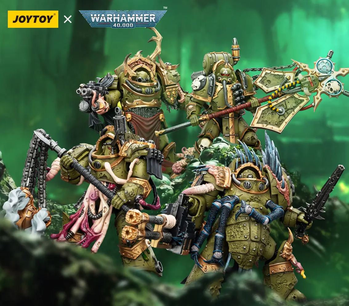 JOYTOY - Warhammer 40K 1/18 Death Guard Blightlord Terminator Squad X Plague Marine lcon bearer JT02861 JT02878 JT02885 JT02915 (Licensed)Statue 