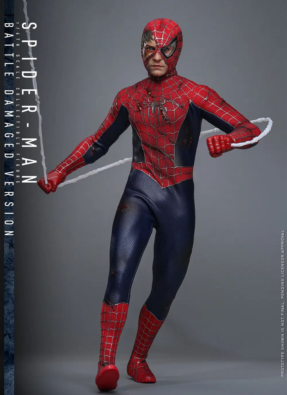Hottoys - 1/6 Spider-Man Tobey Maguire Battle Damaged Version Action Figure MMS859 Licensed 