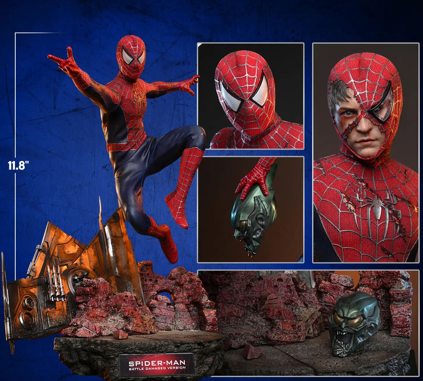 Hottoys - 1/6 Spider-Man Tobey Maguire Battle Damaged Version Action Figure MMS859 Licensed 