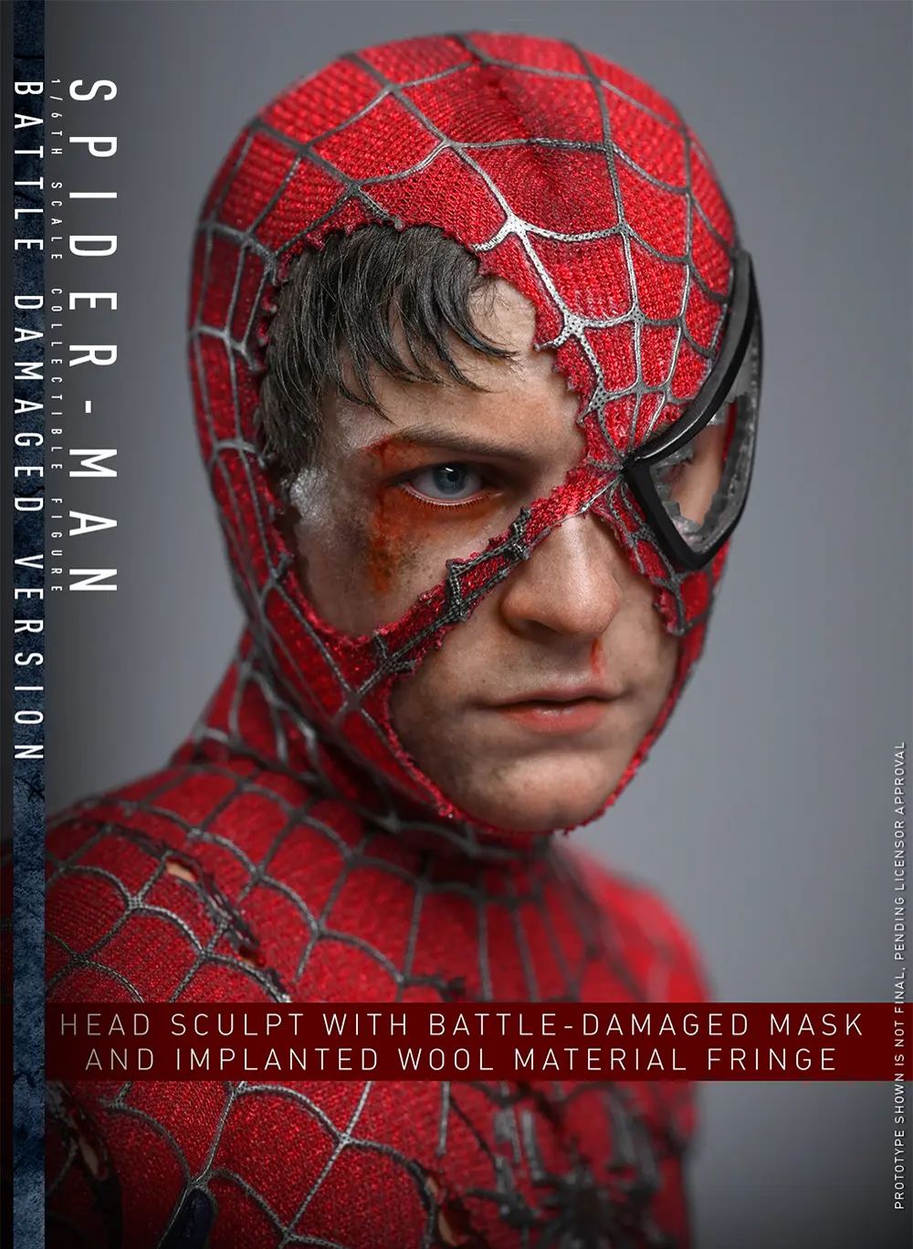 Hottoys - 1/6 Spider-Man Tobey Maguire Battle Damaged Version Action Figure MMS859 Licensed 