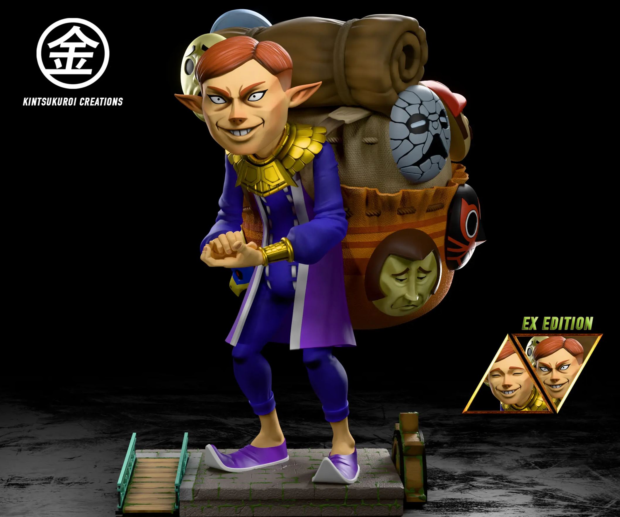 Kintsukuroi Creations Studio - Happy X Angry Mask Salesman The Legend of Zelda Statue