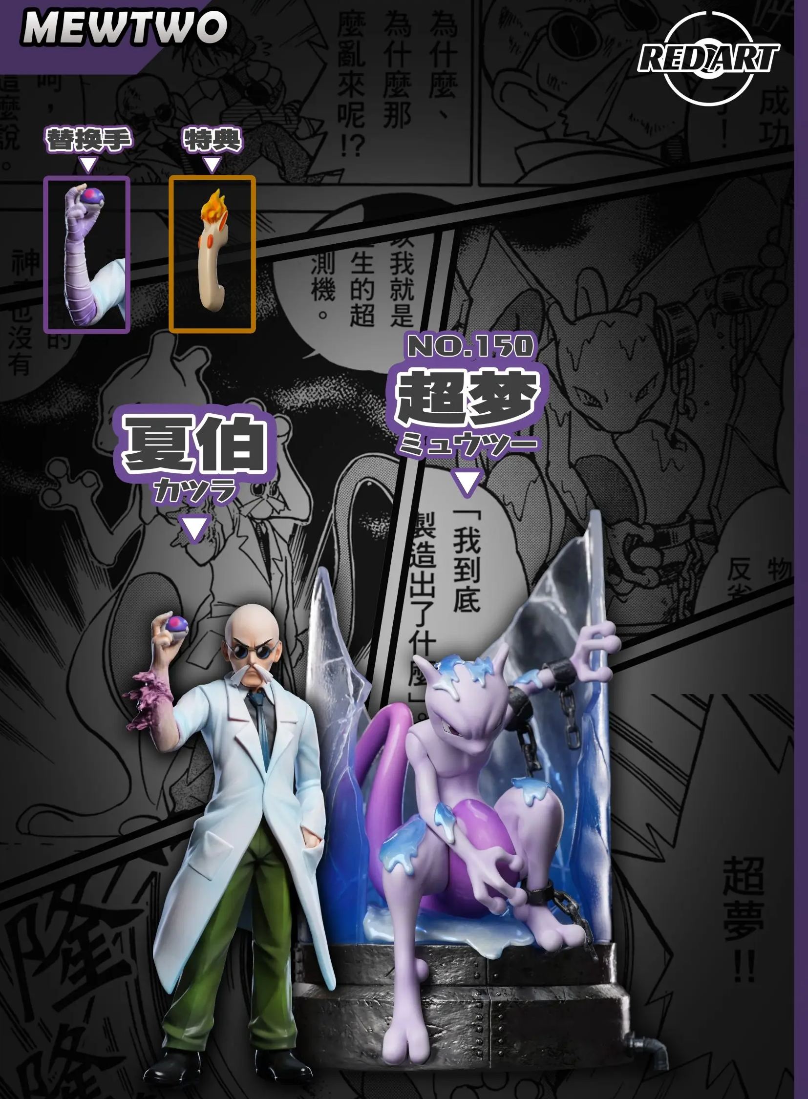 Red Art Studio - PokéSpe Blaine X Mewtwo Pokemon Statue 