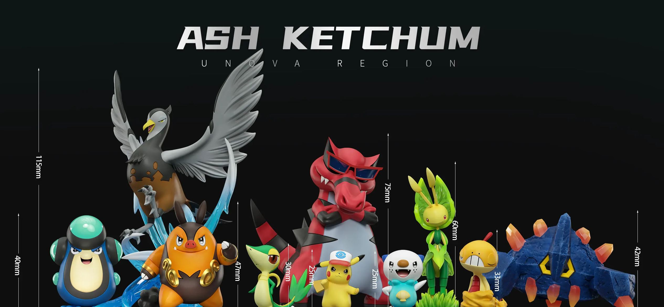 Wonder Studio - Ash Ketchum Team #05 Unova Region Pokemon Statue