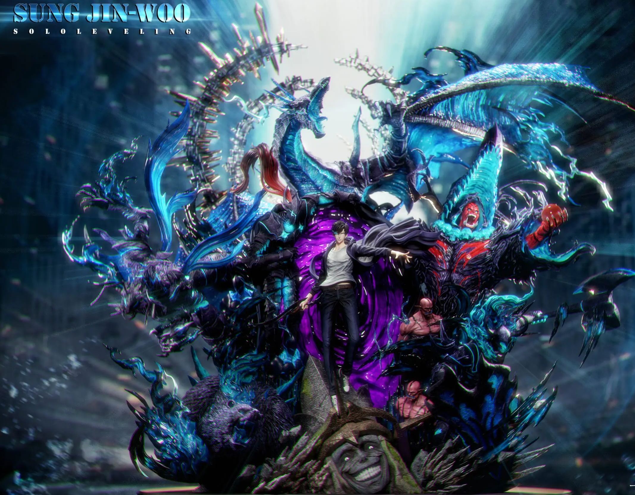 NiRen Studio - Monarch of Shadows Sung Jin Woo Solo Leveling Statue 