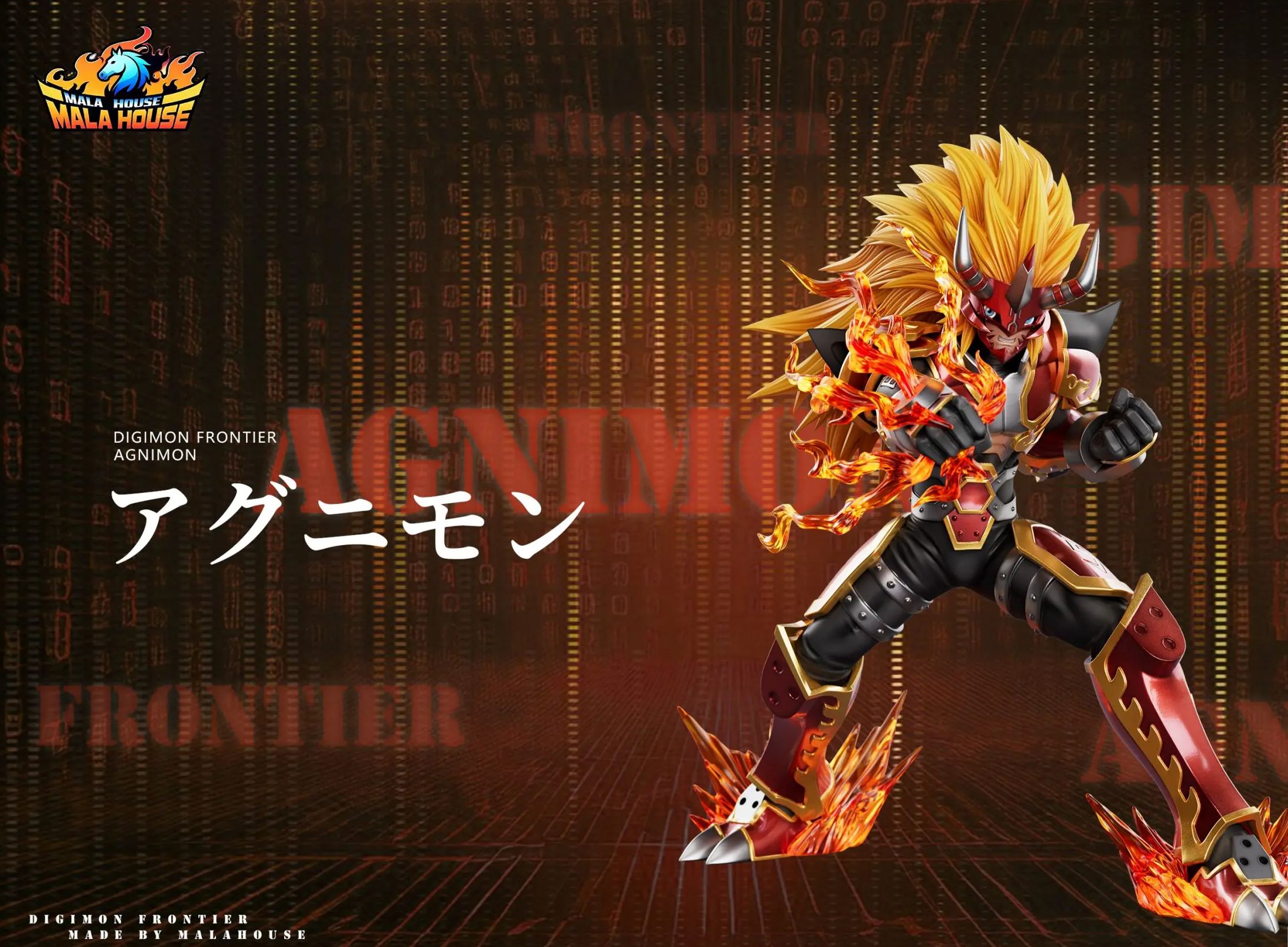 T1 Studio X MALA House Studio - Agnimon X Wolfmon X Chackmon Digimon Statue