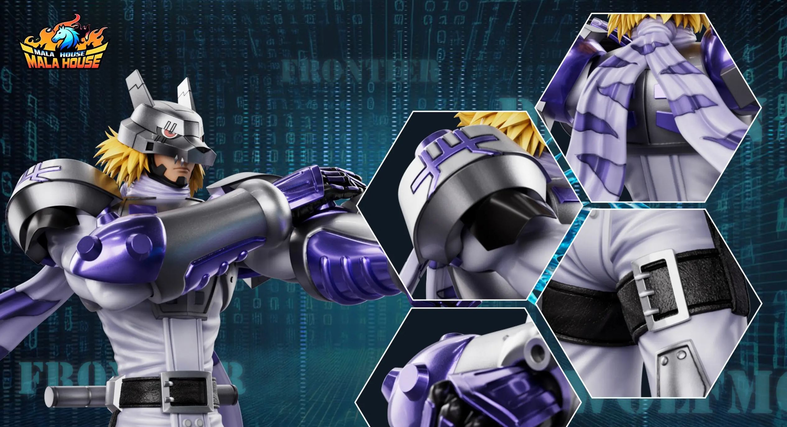 T1 Studio X MALA House Studio - Agnimon X Wolfmon X Chackmon Digimon Statue