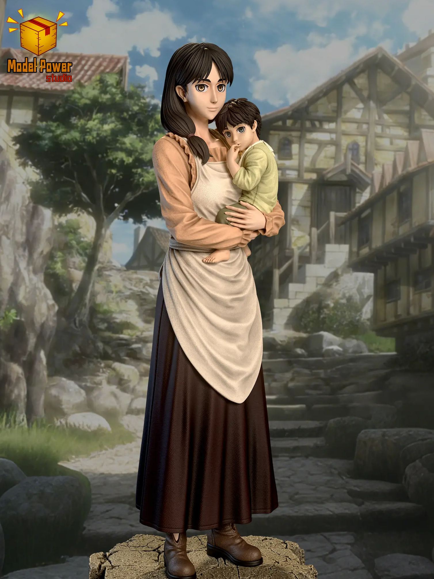 Model Power Studio - Carla Jaeger X Eren Jaeger Attack on Titan Statue