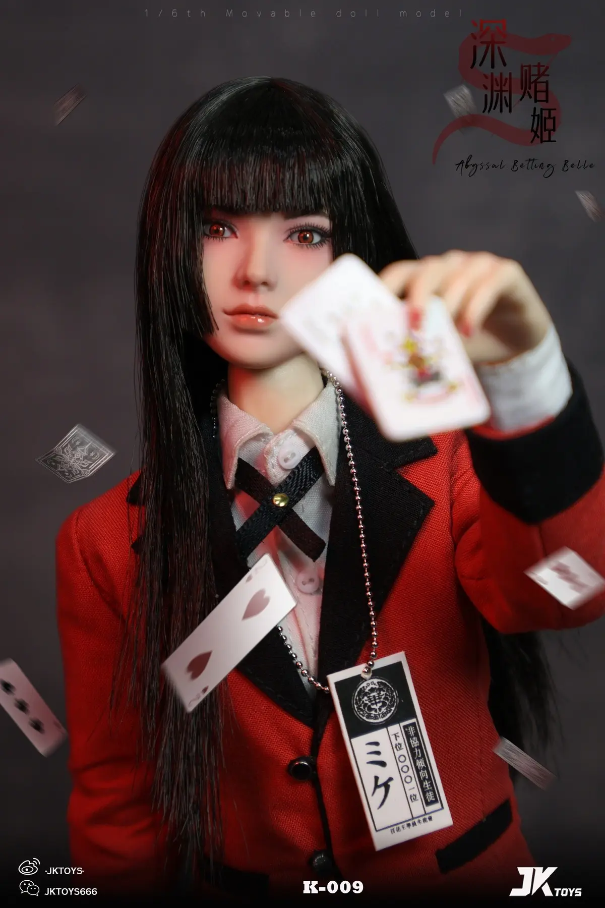 JKTOYS - Kakegurui 1/6 Abyssal Betting Belle Yumeko Movable Eye Hair Implant Head K-009 Statue(GK)