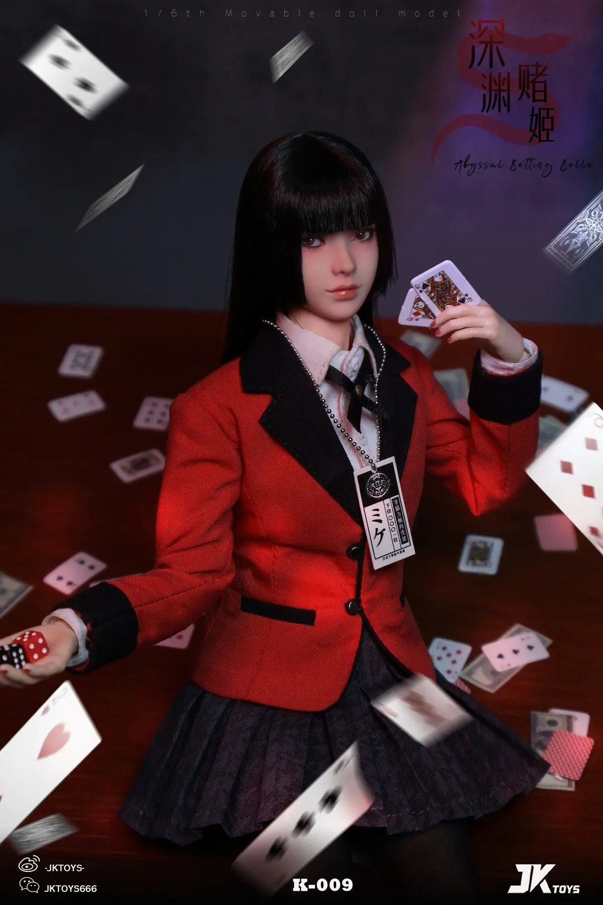 JKTOYS - Kakegurui 1/6 Abyssal Betting Belle Yumeko Movable Eye Hair Implant Head K-009 Statue(GK)